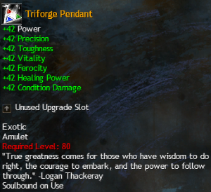 MMOJUGG Guild Wars 2 US Triforge Pendant Details View of Item Function and Use
